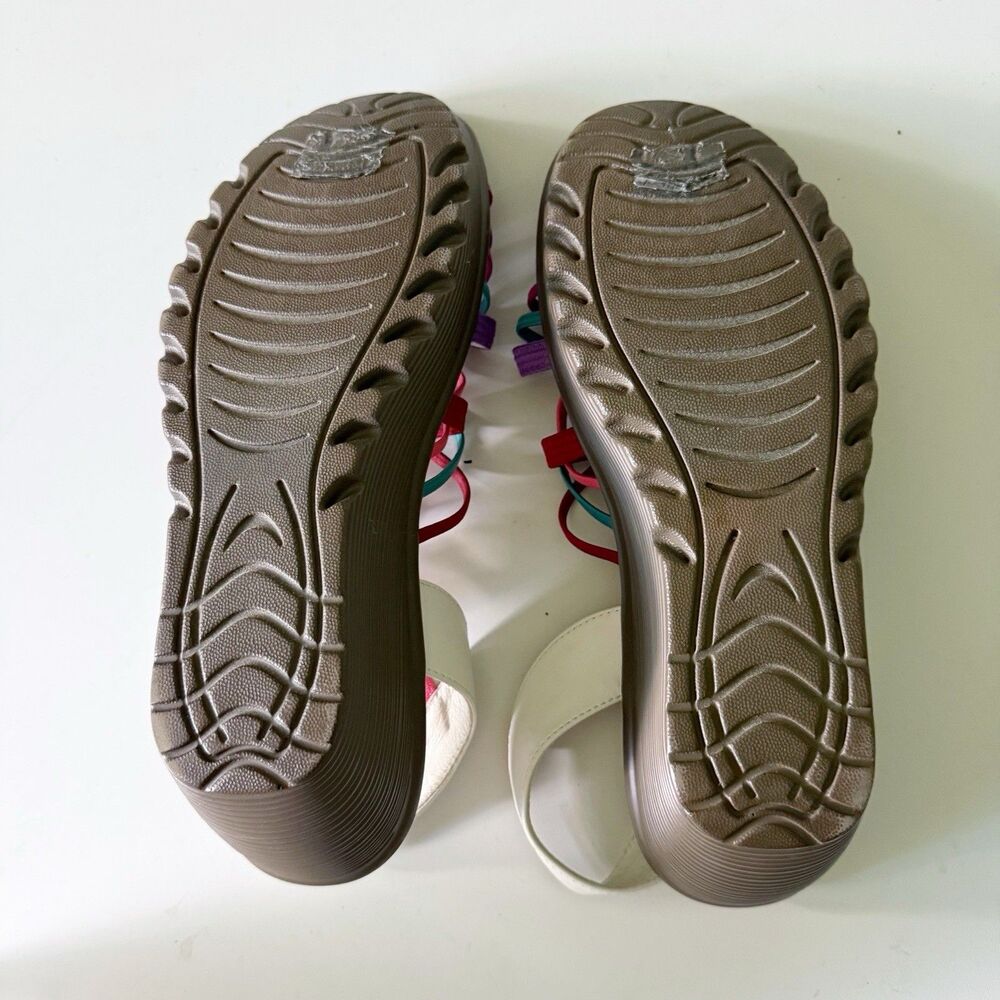 Skechers White Multi Gore Sling Back Wedges Parallel Strappy Memory Foam Sz 8.5 - Picture 13 of 13